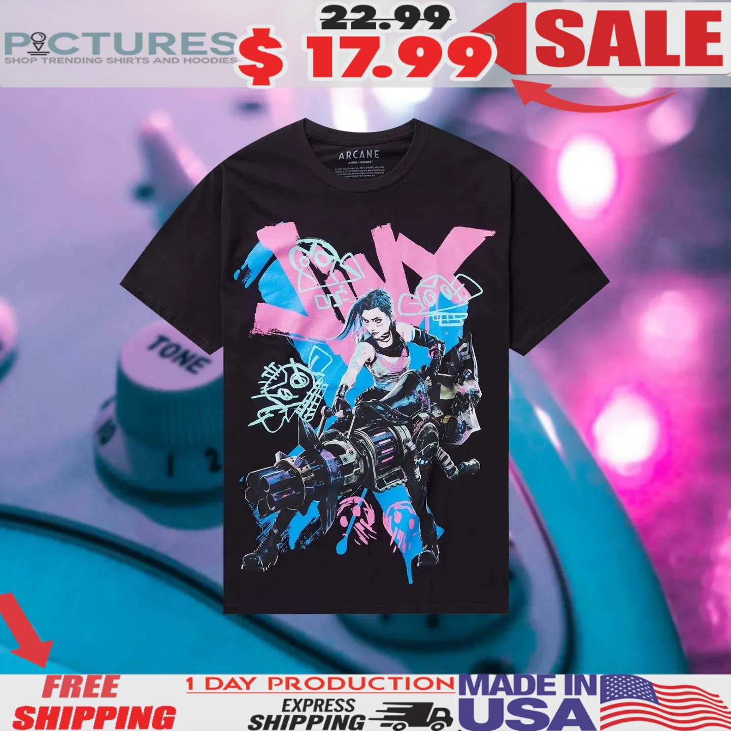 Arcane Jinx Graffiti Jumbo Graphic Shirt