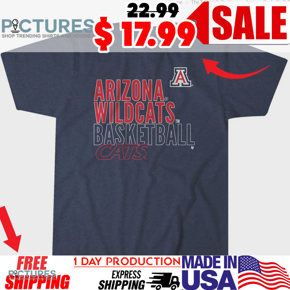 Arizona Wildcats Basketball Cats Text Logo Overlay Shirt