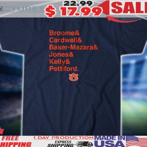 Auburn Tigers Basketball Broome & Cardwell & Baker-Mazara & Jones & Kelly & Pettiford Shirt