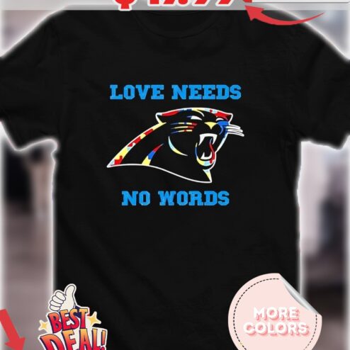 Autism Awareness Carolina Panthers love needs no words Puzzle Pattern shirt