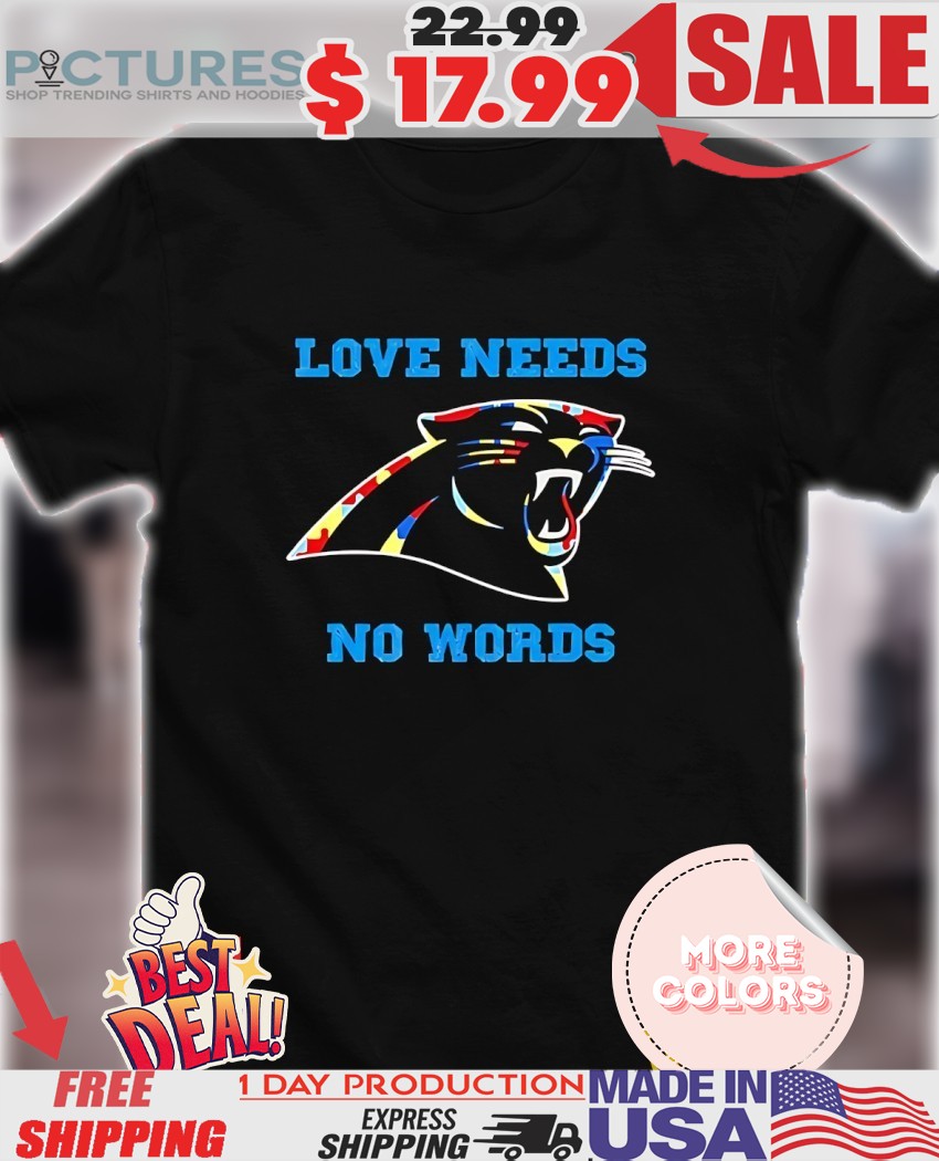 Autism Awareness Carolina Panthers love needs no words Puzzle Pattern shirt