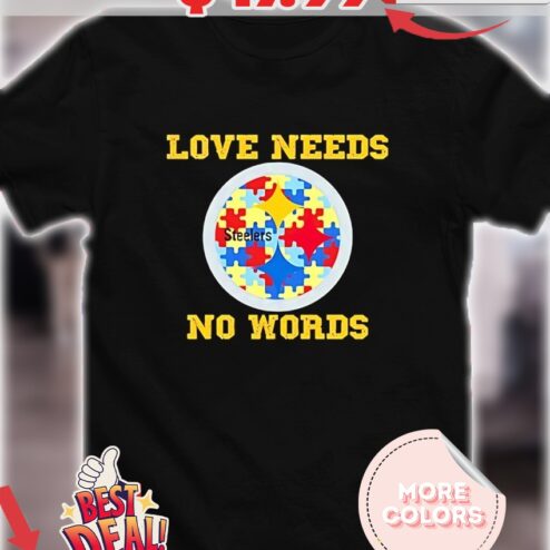 Autism Awareness Pittsburgh Steelers love needs no words Puzzle Pattern shirt