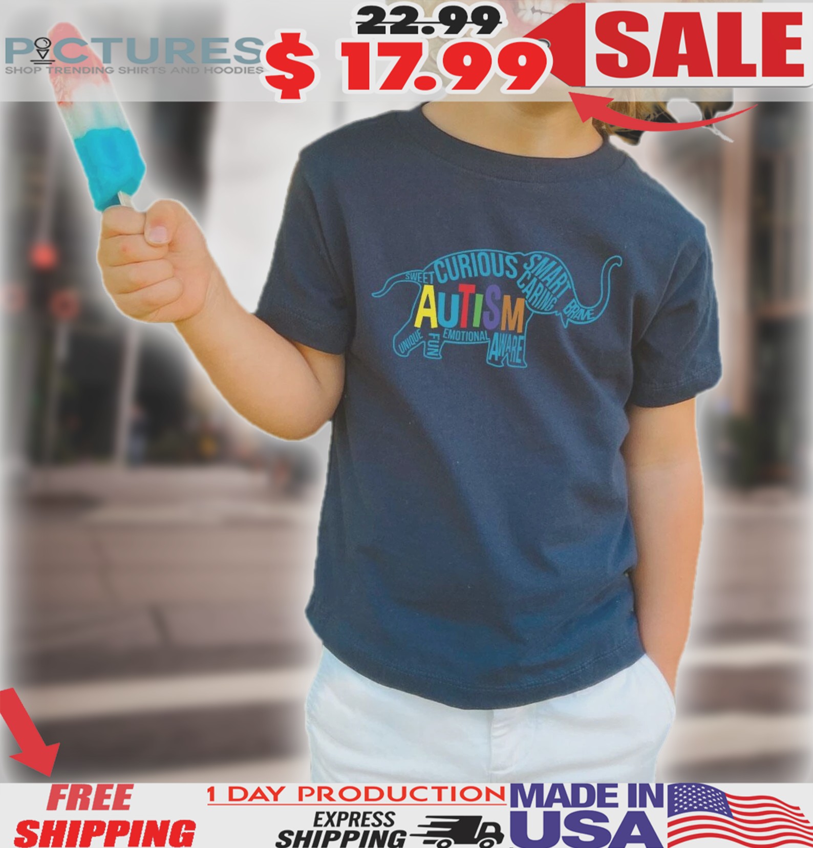 Autism Elephant Curious Smart Caring Unique Emotional Autism Awareness Shirt