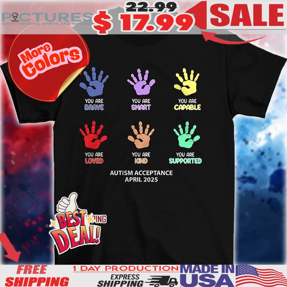 Autism acceptance april 2025 Colorful Handprint Support & Awareness shirt