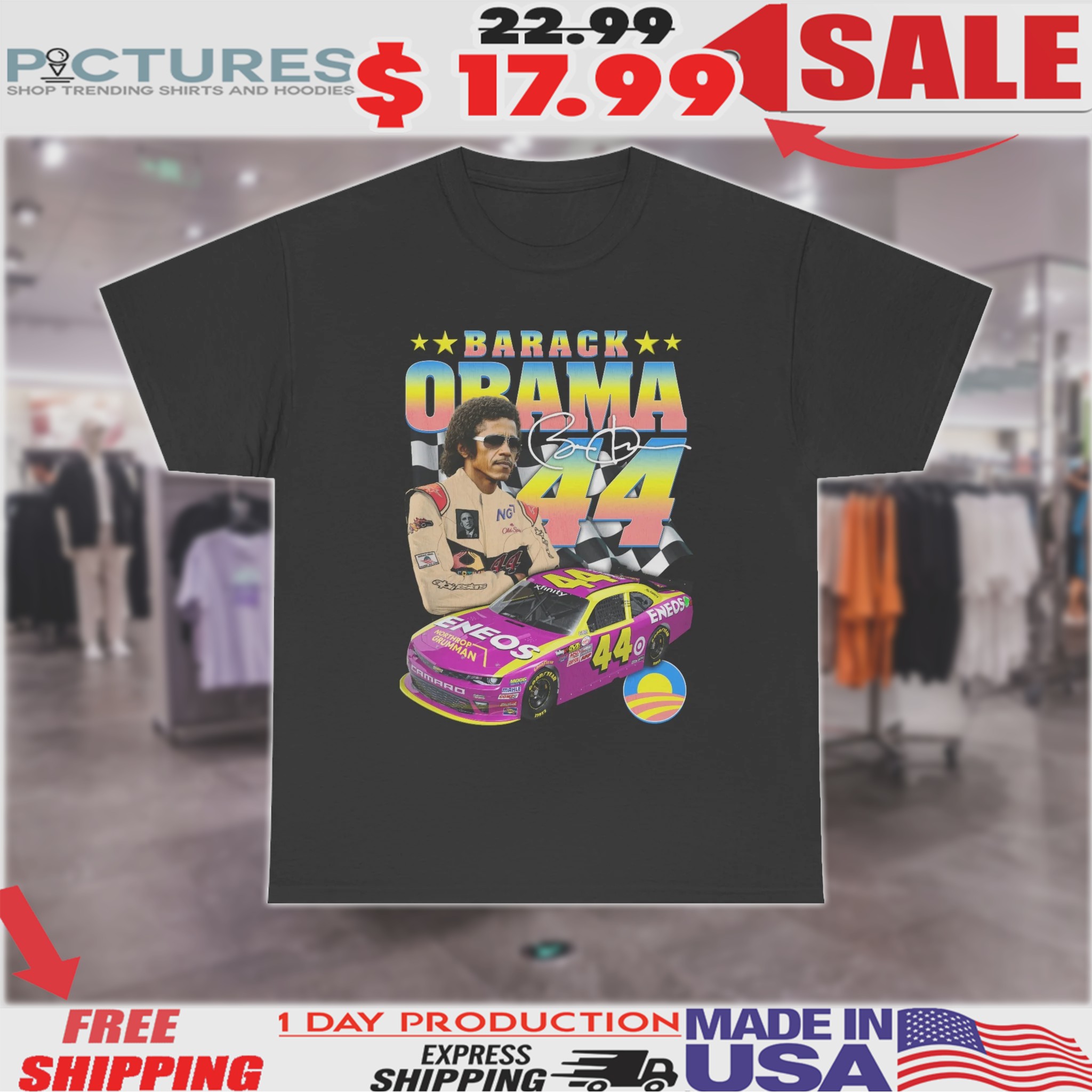 Barack Obama 44 Racing Flag Shirt