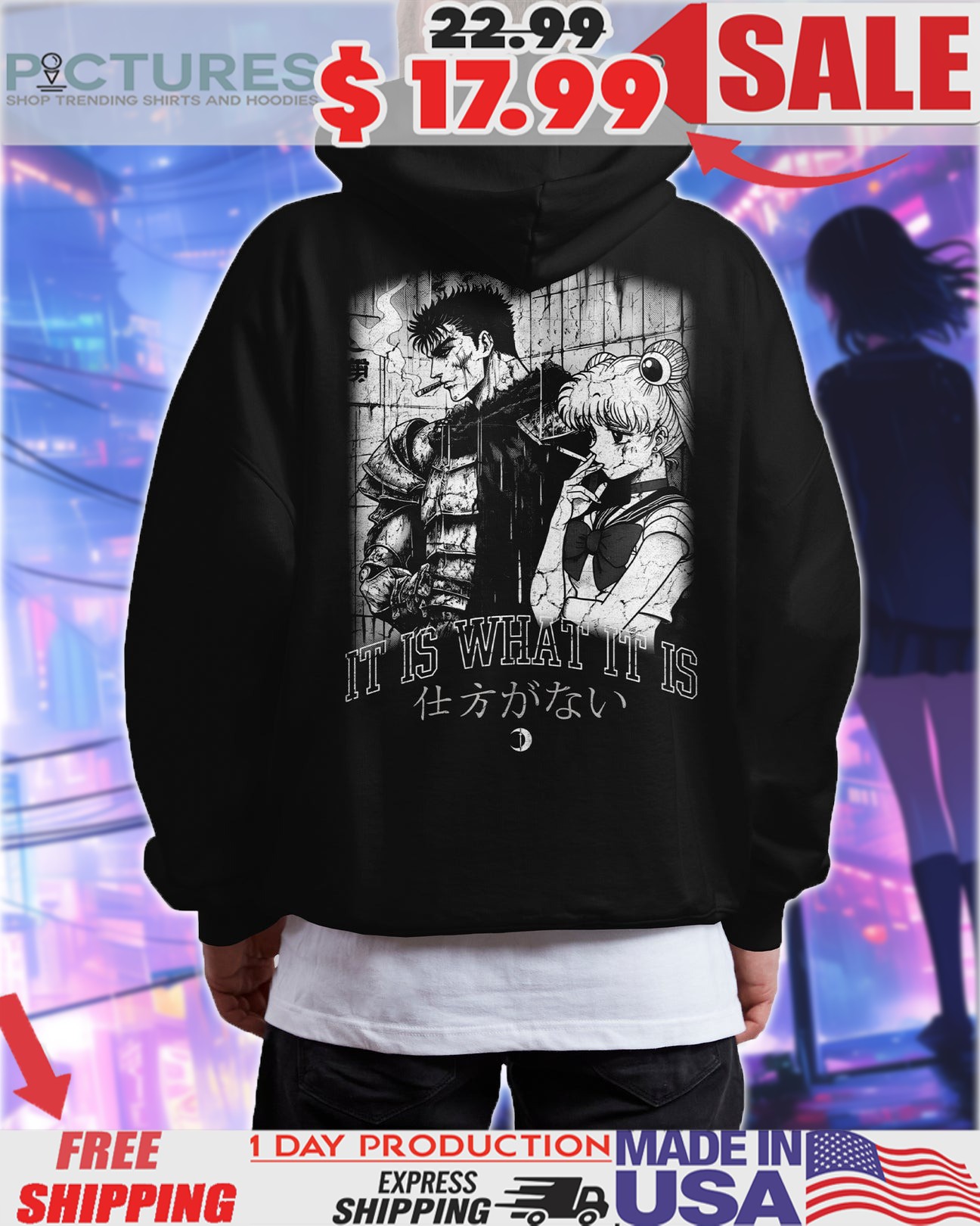 Berserk It Is What It Is I can't help it Sailor Moon Smoking Berserk Anime Shirt