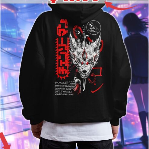 Chainsaw Man Kon Fox Head Devil Dark Anime Shirt