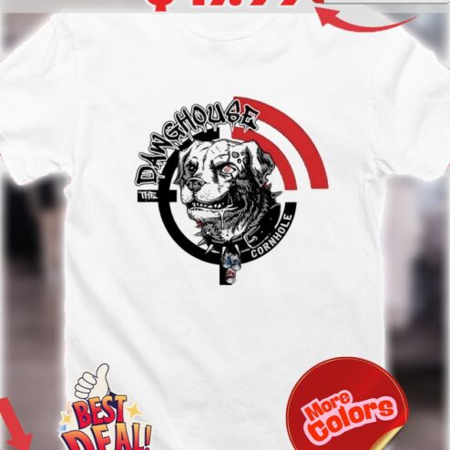 Crazy Dog Face The Dawghouse Cornhole Shirt