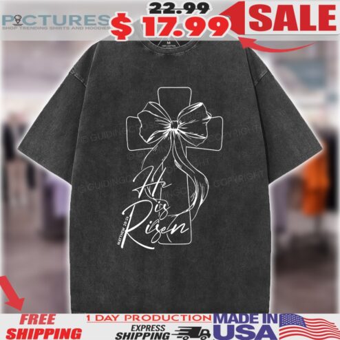 Cross He Is Risen Matthew 28 26 Christian Shirt