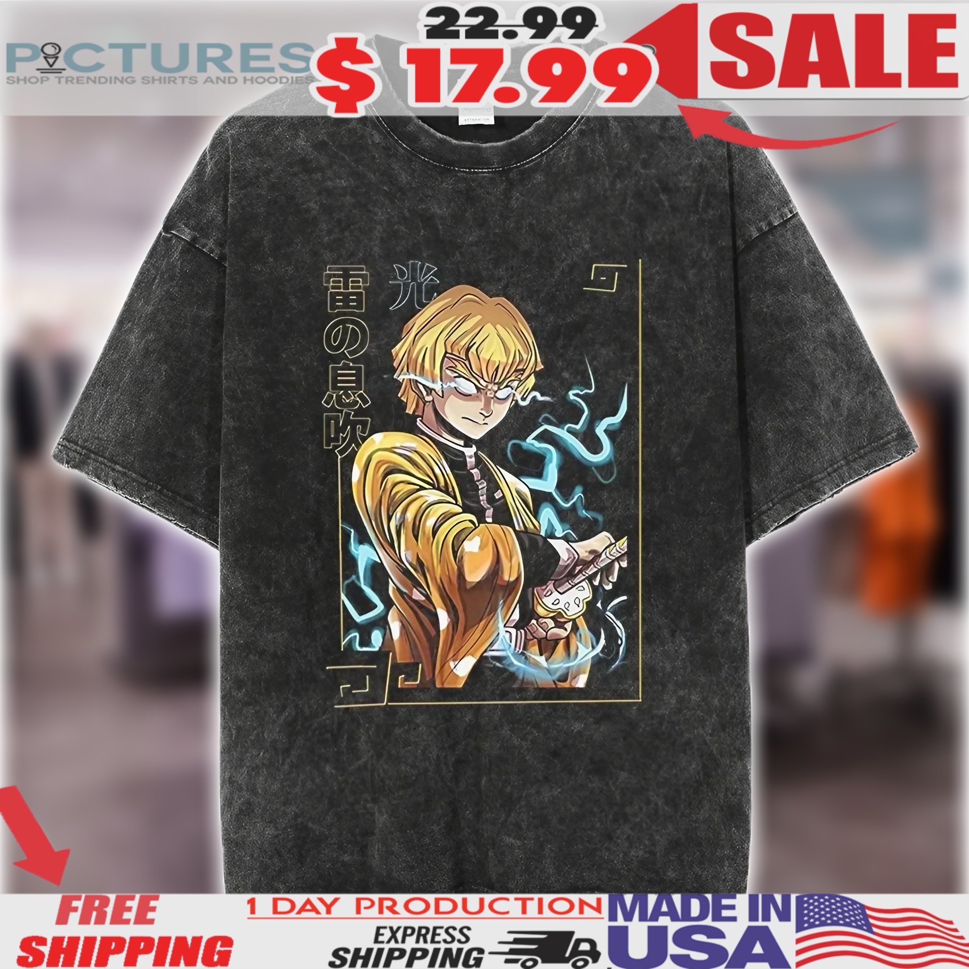Demon Slayer Agatsuma Zenitsu Anime Shirt