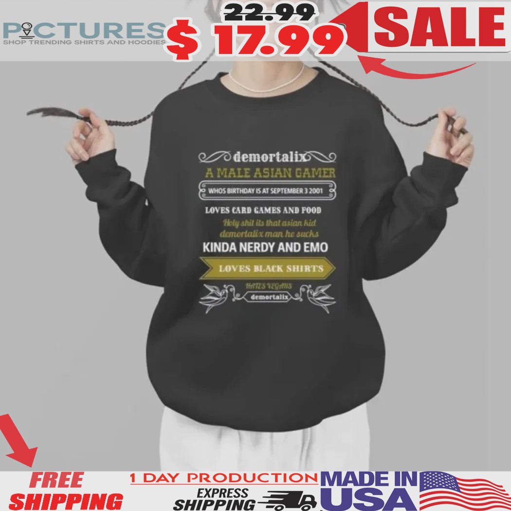 Demortalix A Male Asian Gamer Loves Card Games And Food Shirt