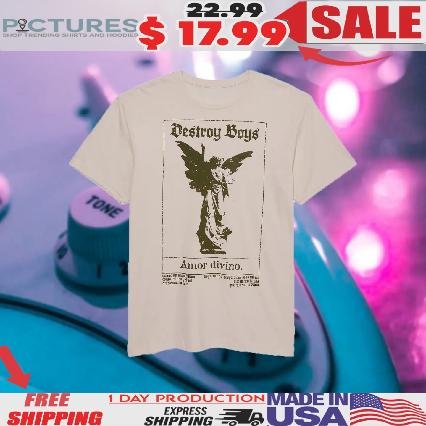 Destroy Boys Amor Divino Girls Vintage Shirt