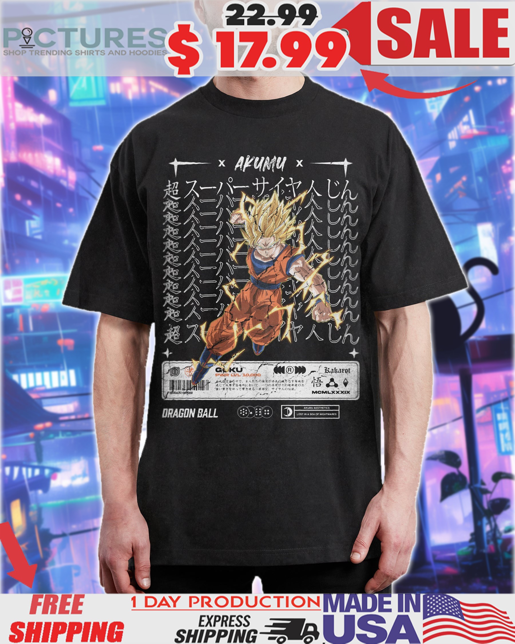 Dragon Ball Goku Super Saiyan 2 Anime Card Shirt