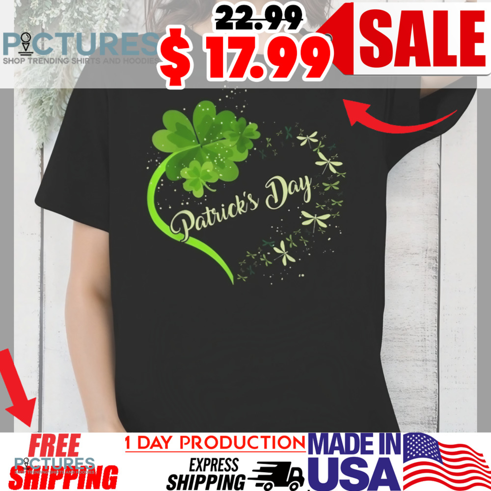 Dragonfly Heart Irish Shamrock Heart Clover St. Patrick’s Day Shirt