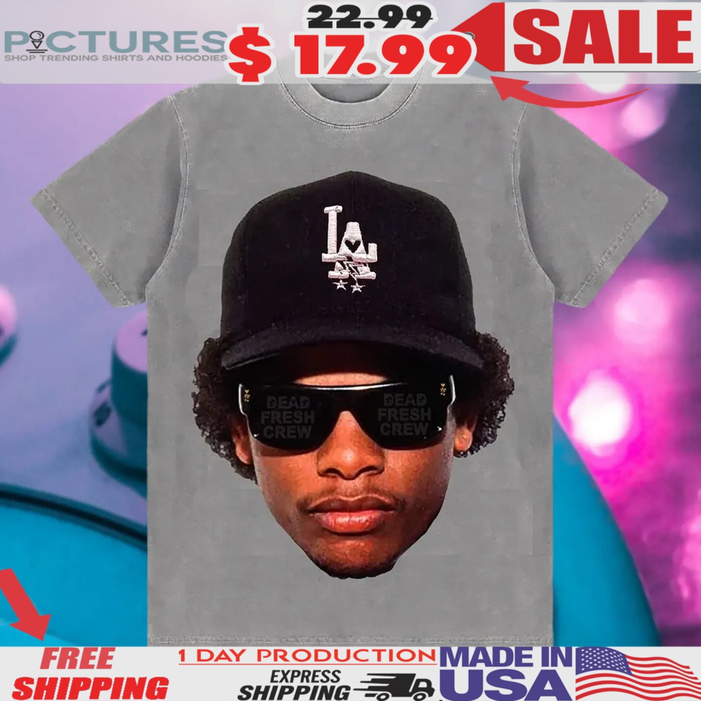 Eazy-E Rapper Los Angeles Dodgers Big Face Shirt