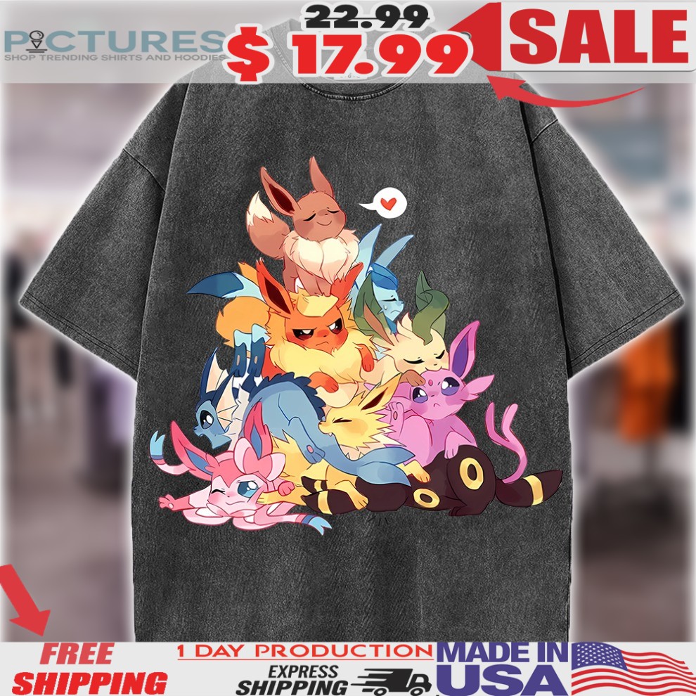 Eeveelution Pile Kawaii Pokémon Evolution Graphic Anime Shirt
