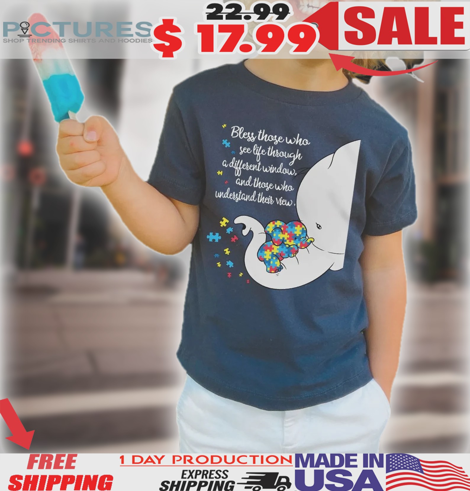 Elephant Bless Those Who See Life Through A Different Window Autism Awareness Shirt