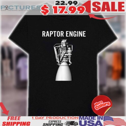 Elon Musk Wears Starship Raptor Engine Shirt