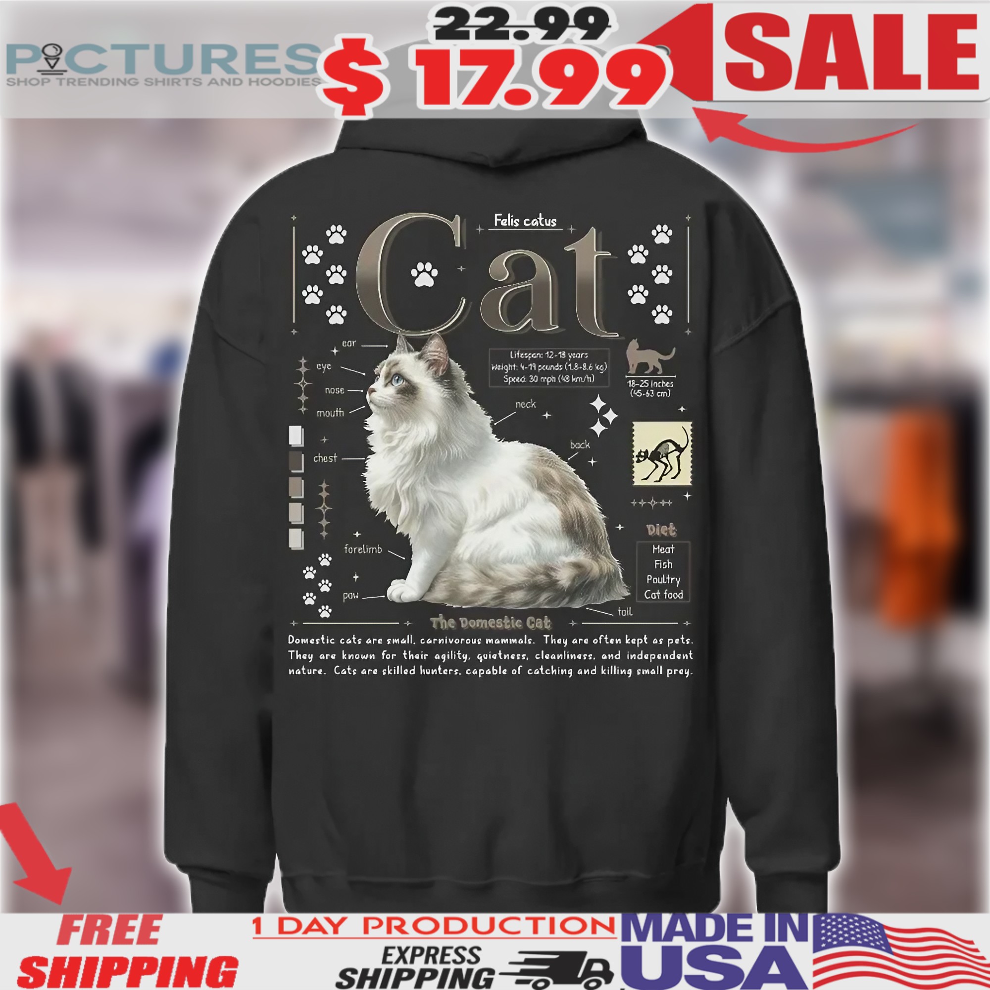 Felis Catus Cat Anatomy Animal Knowledge Cat Biology Novelty Graphic Shirt