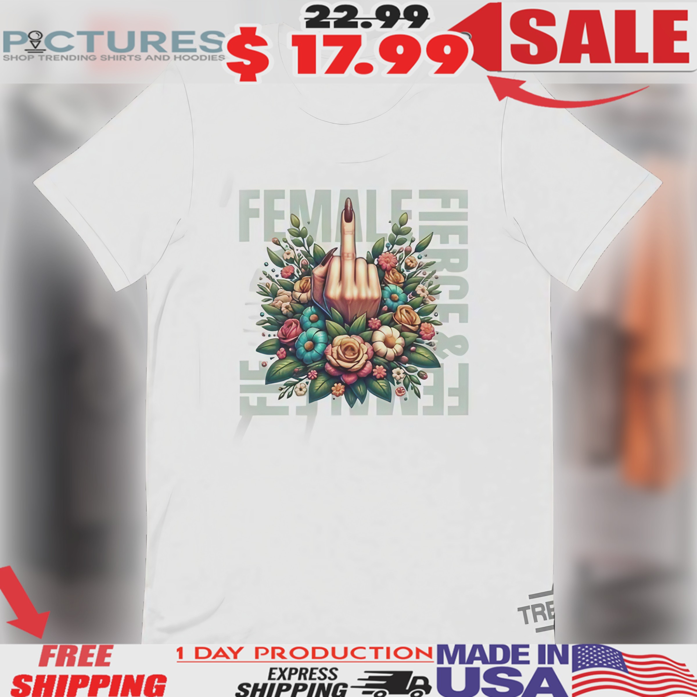 Female Fierce Middle Finger Floral Shirt