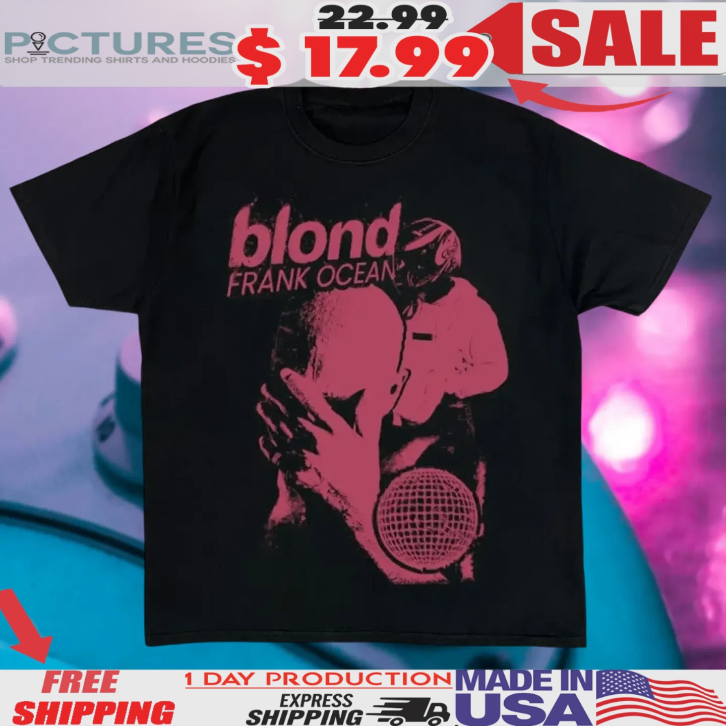 Frank Ocean Rapper Blond Pink Silhouette Shirt