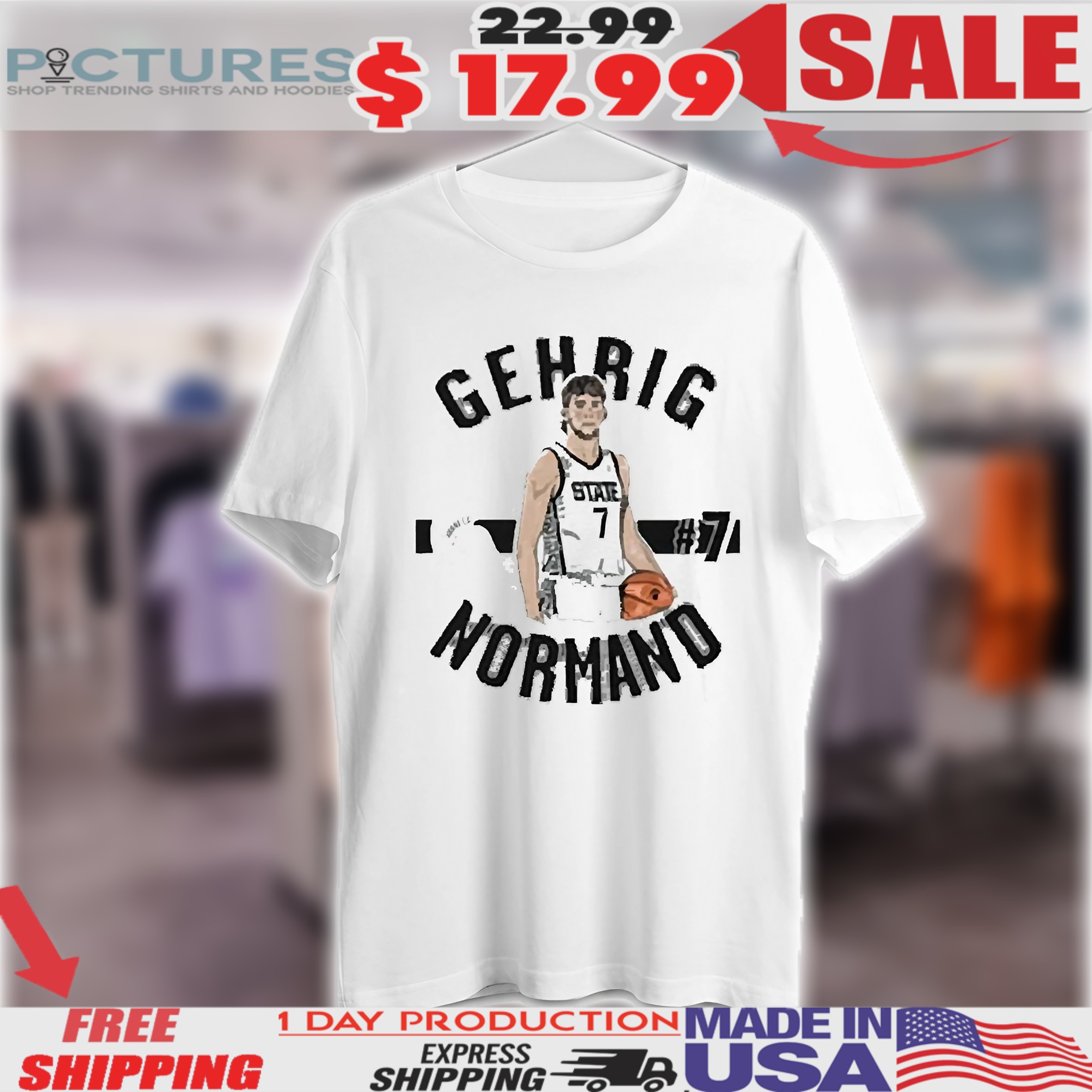 Gehrig Normand Illustrated State 7 Forest Michigan State Spartans Basketball Graphic Shirt
