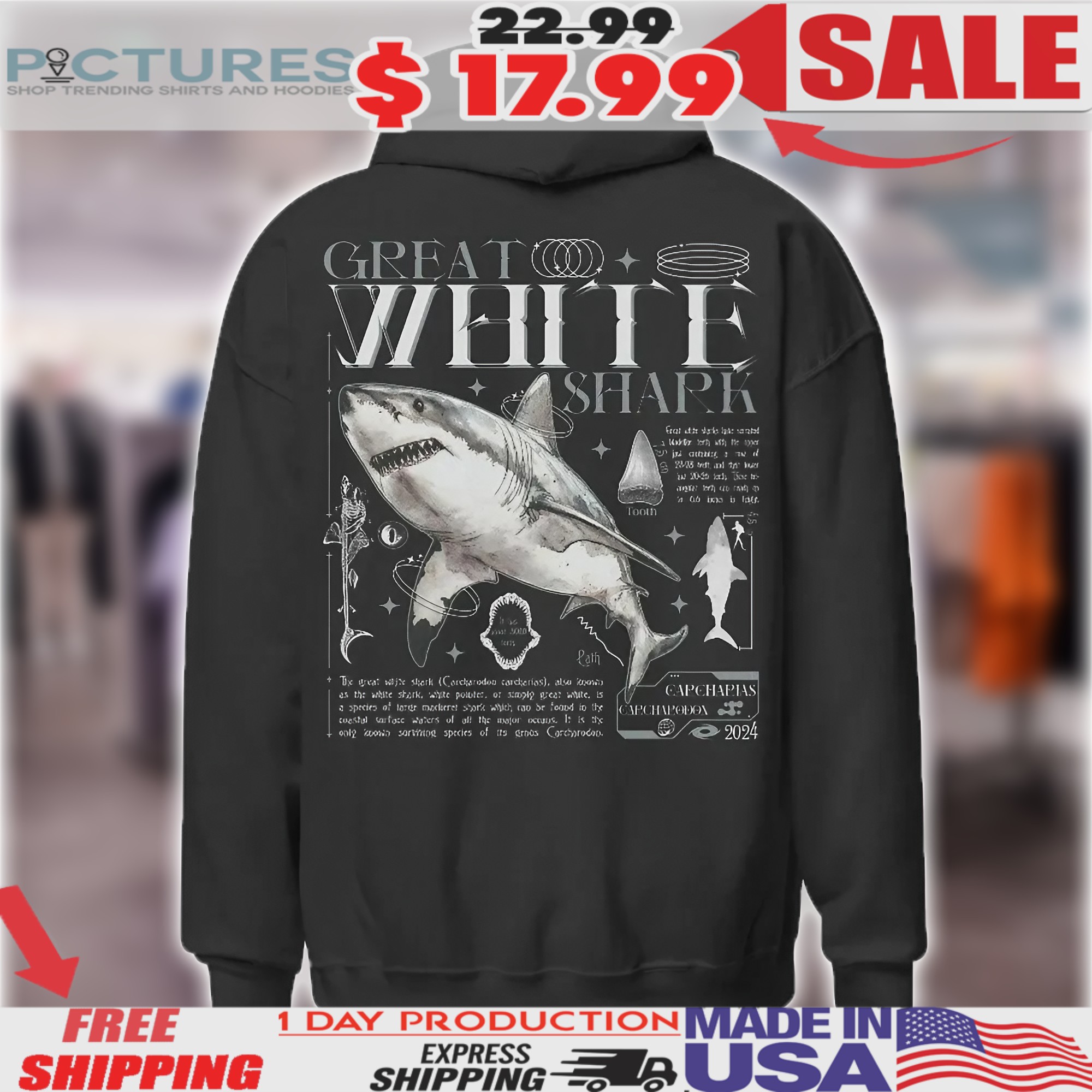 Great White Shark Anatomy Animal Ocean Shark Knowledge Novelty Graphic Shirt