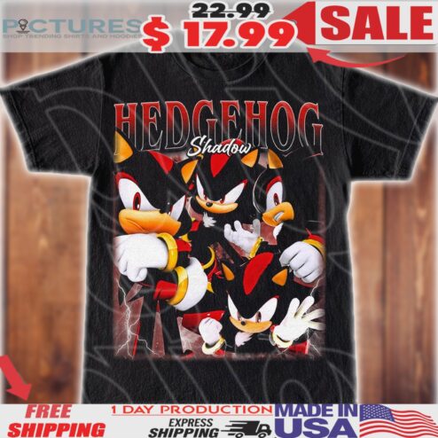 Hedgehog Shadow Sonic Art Vintage Bootleg Style Shirt
