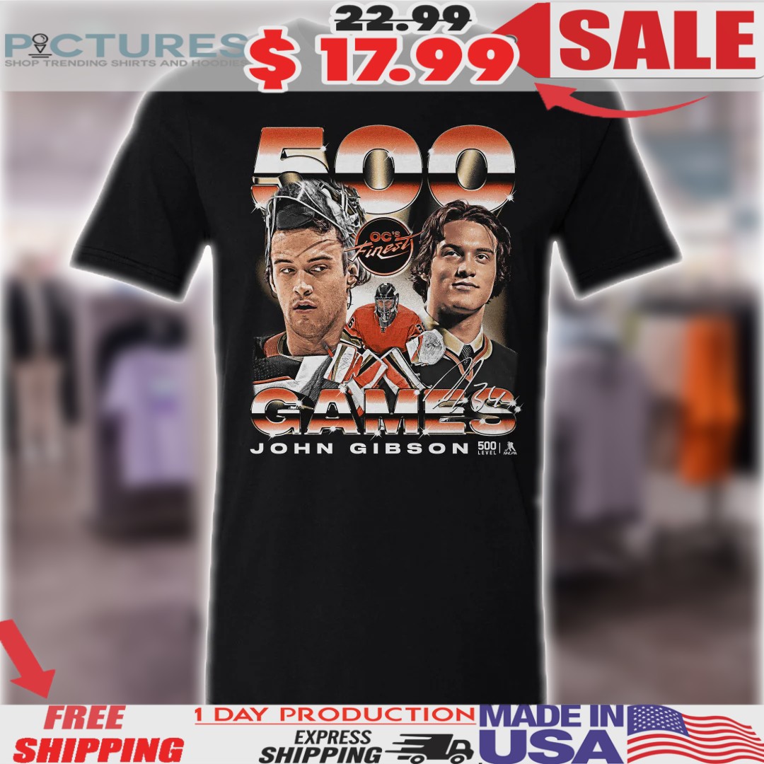 John Gibson Anaheim Ducks Hockey 500th Game Shirt