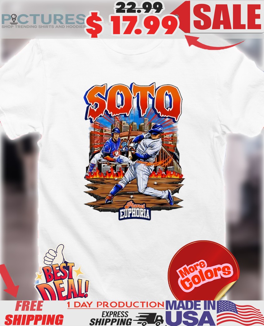 Juan Soto New York Mets Planet euphoria Football flames comic shirt