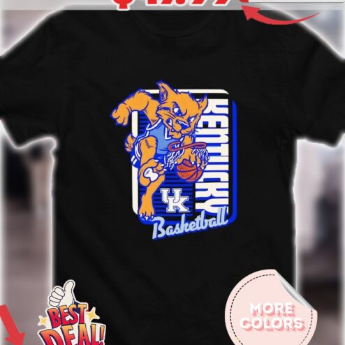 Kentucky Wildcats Basketball UK logo mascot dunk shirt