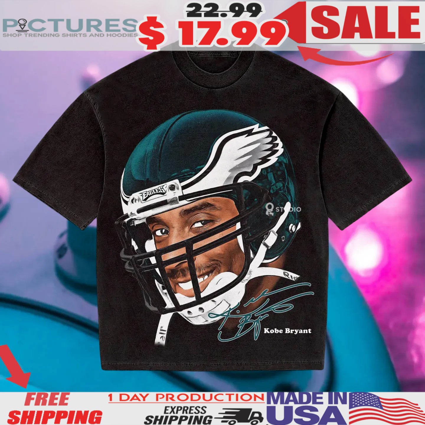 Kobe Bryant Philadelphia Eagles Helmet Signature Shirt