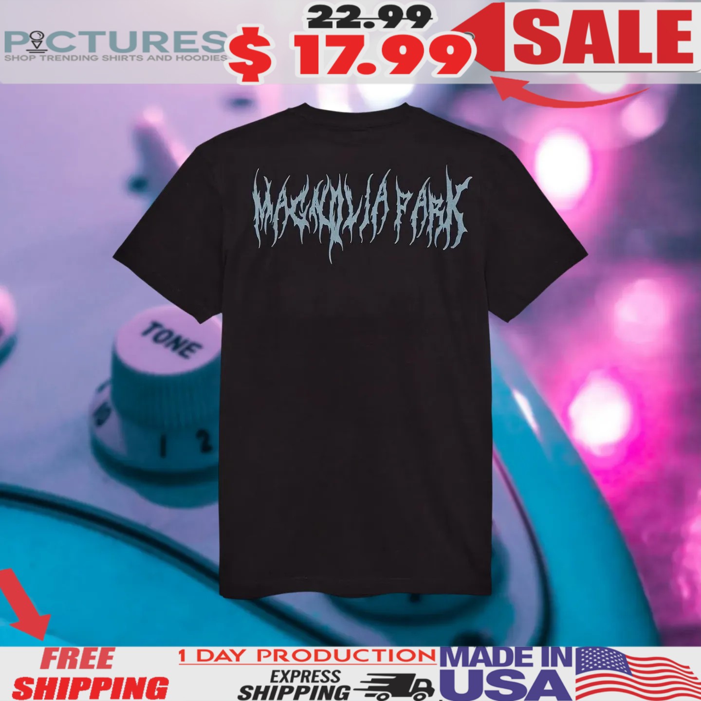 Magnolia Park Vampire Horror Text Shirt