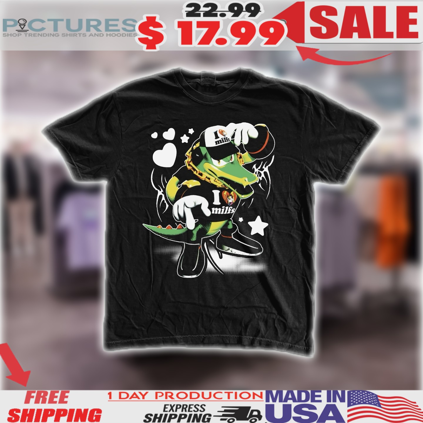 Mamono World Green Lover Gator I Love Milfs Shirt
