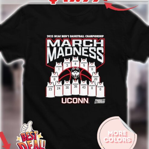 March Madness UConn Huskies 2025 NCAA Men’s Basketball Championship jerseys mascot shirt