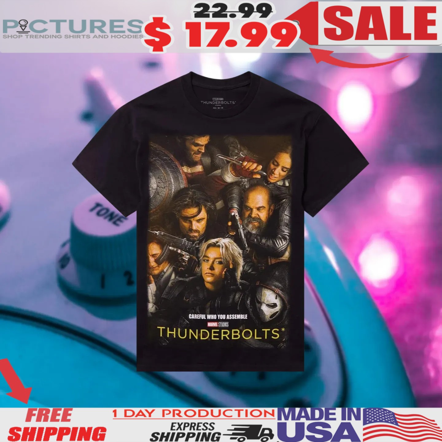 Marvel Thunderbolts Poster Careful Who You Assemble Shirt