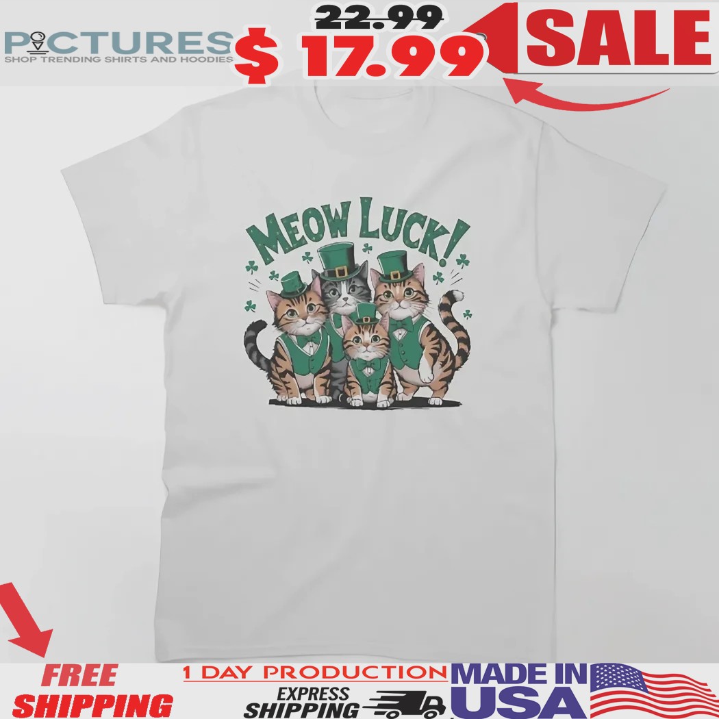 Meow Luck Cats St Patrick's Day Shirt