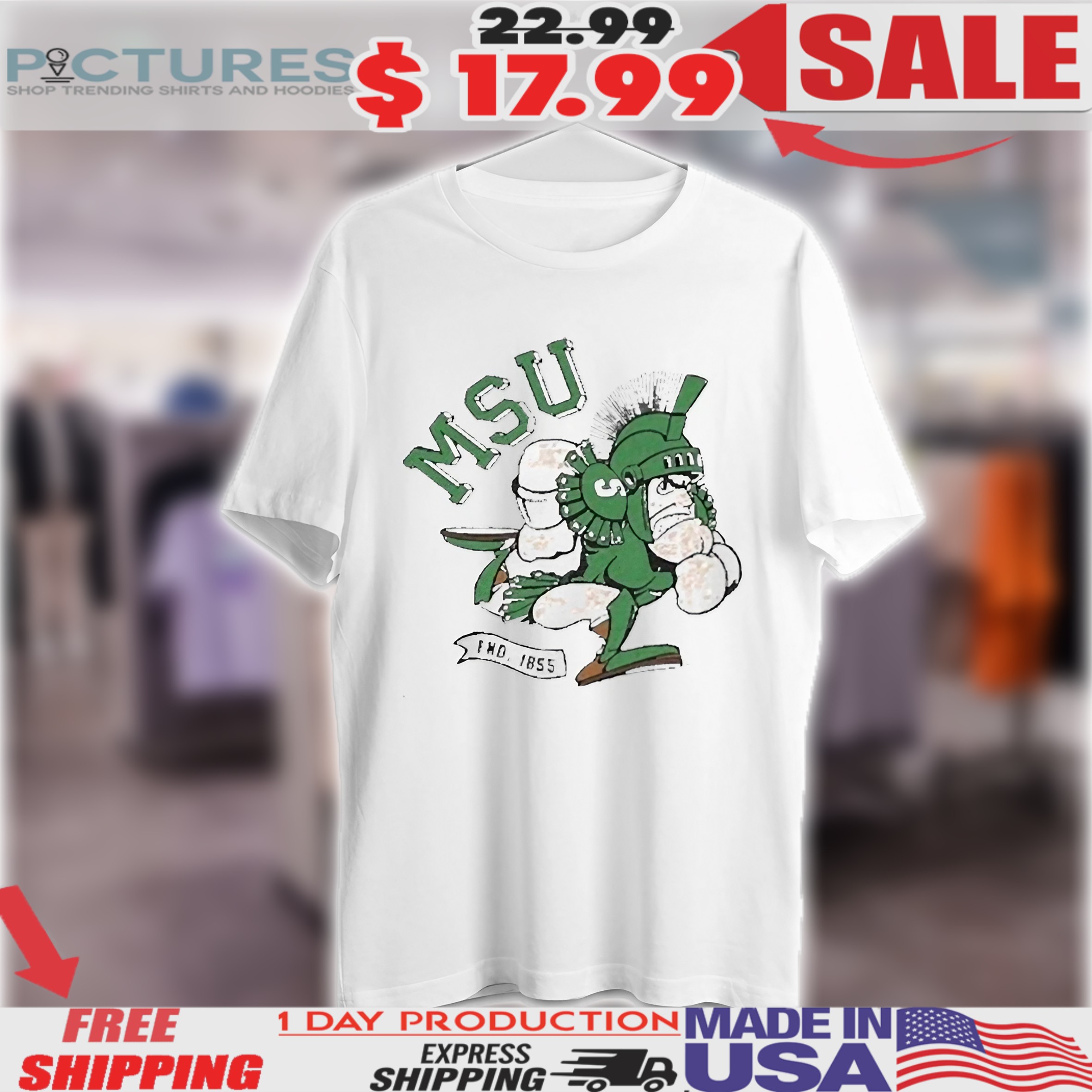 Michigan State Spartans Msu Running Sparty Fnd 1855 Mascot 2025 Shirt