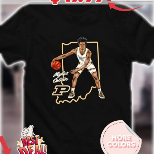 Myles Colvin Purdue Boilermakers Basketball State map pose shirt