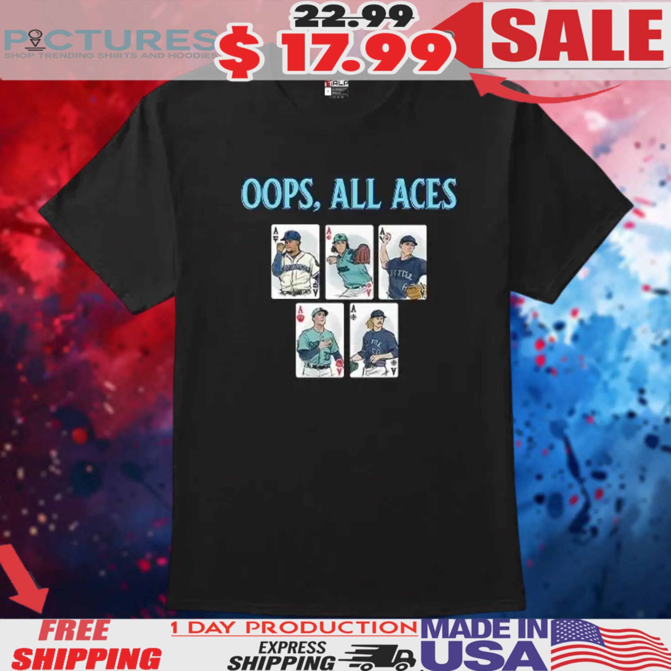 Oops All Aces Seattle Mariners Cards Shirt