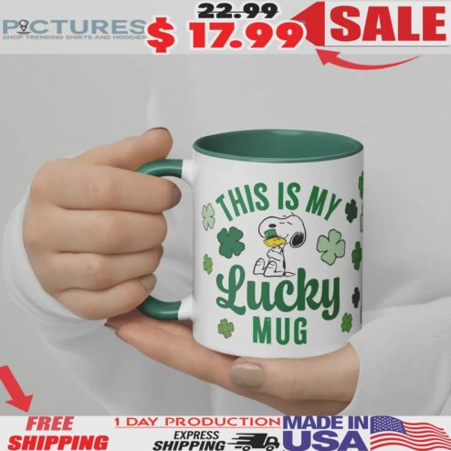 Peanuts Hug Woodstock This Is My Lucky Mug Shamrock St Patrick's Day Mug