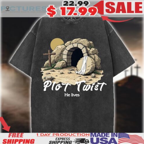 Plot Twist He lives Retro Christian Happy Easter Day Shirt