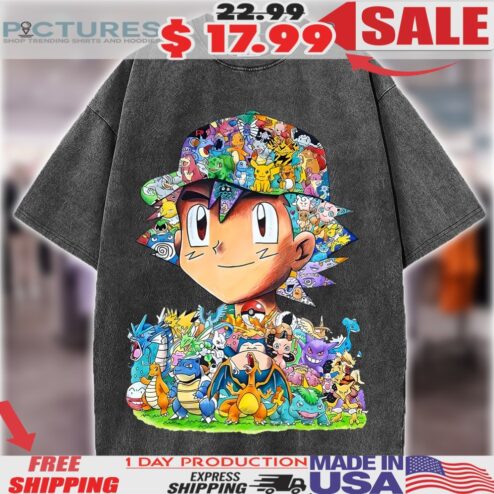 Pokemon Characters In Ash Ketchum Graphic Shirt