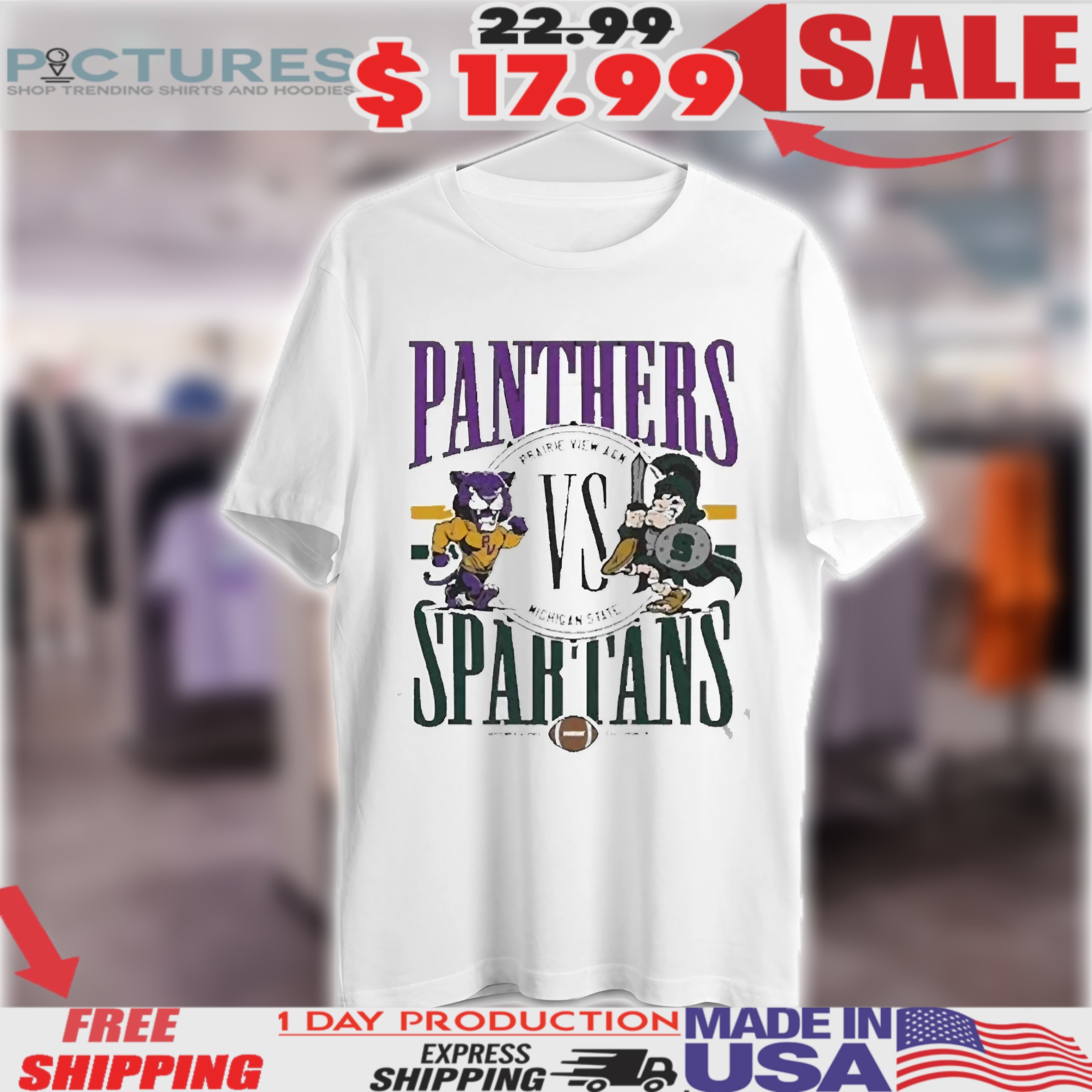 Prairie View A&M Panthers Vs Michigan State Spartans Commemorative Mascot American Football Shirt