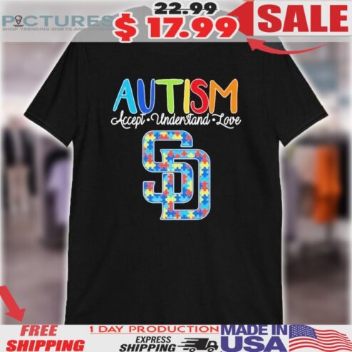 San Diego Padres MLB Baseball Autism Awareness Accept Understand Love Puzzle Logo Shirt