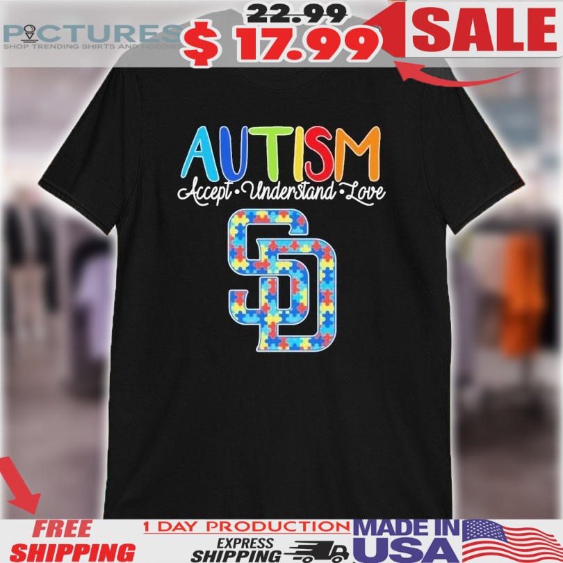 San Diego Padres MLB Baseball Autism Awareness Accept Understand Love Puzzle Logo Shirt