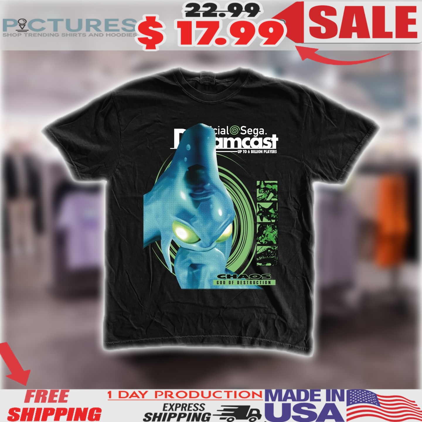 Sega Dreamcast Sonic Chaos God Of Destruction Shirt