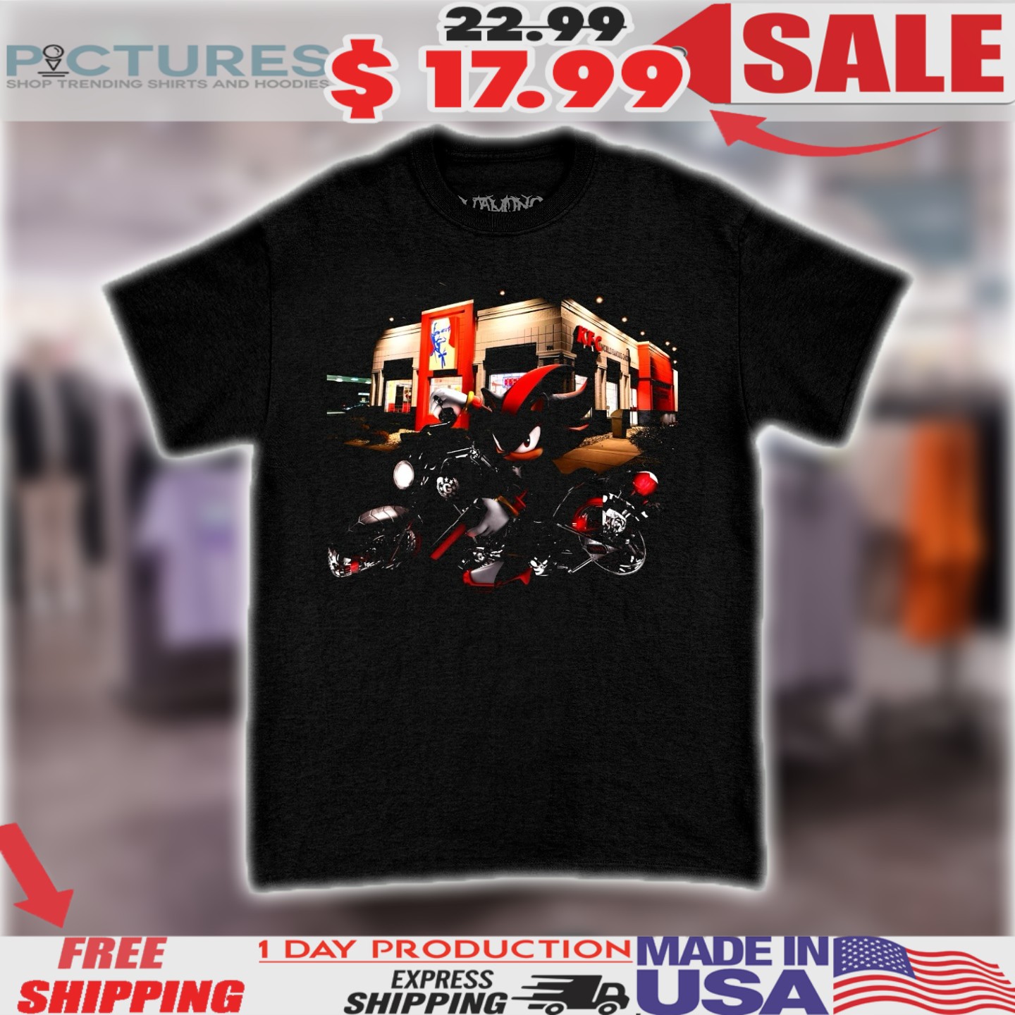 Shadow the Hedgehog Motorbike KFC Fast Food Shirt