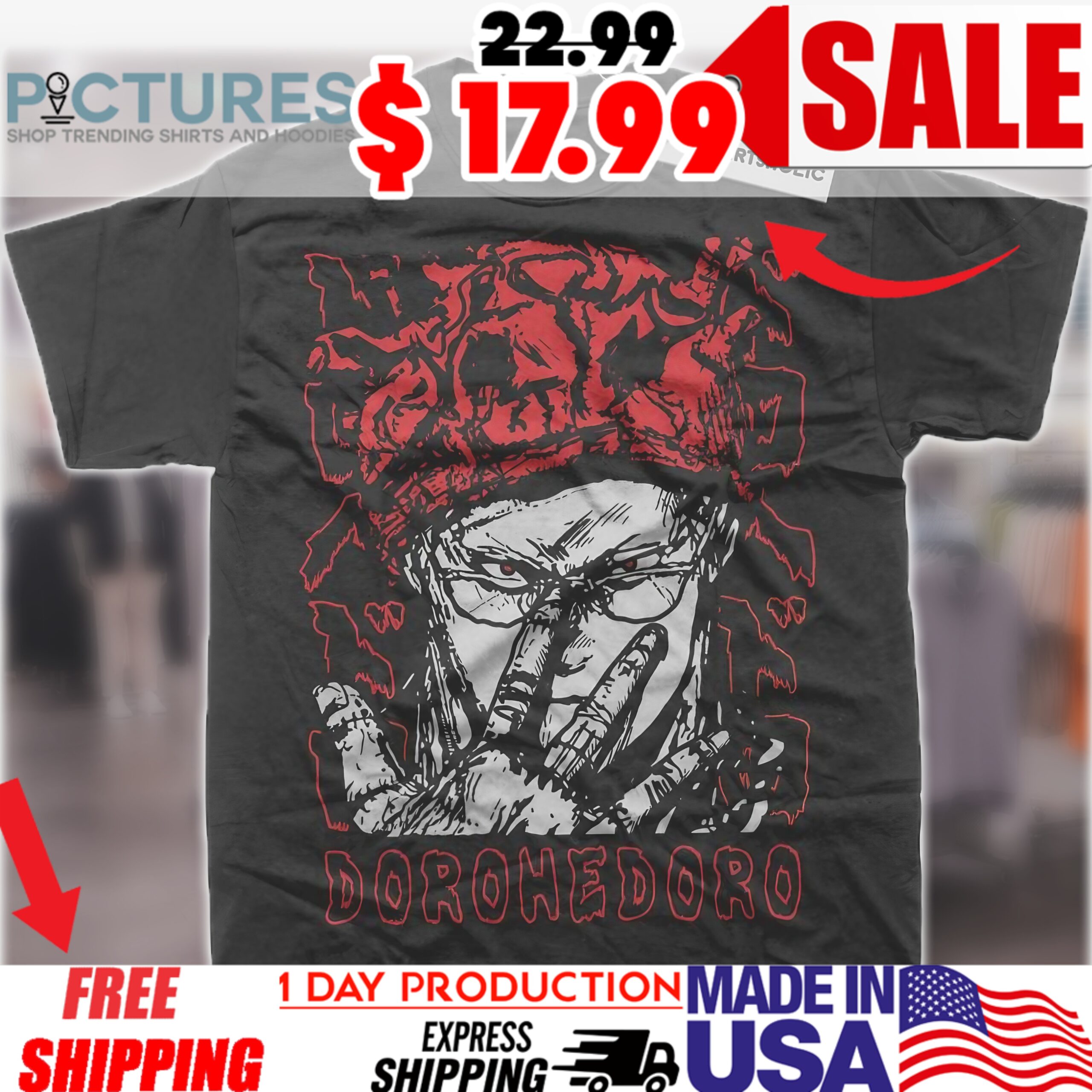 Shin Dorohedoro Glasses Push Pose Retro Japanese Manga Graphic Shirt