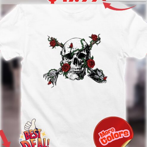 Skull and Roses with Garden Tools Rebellion Shirt